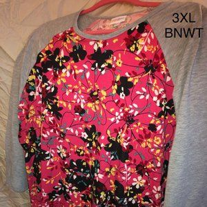LULAROE RANDY - NWT 3XL FLORAL PINK AND BLACK
